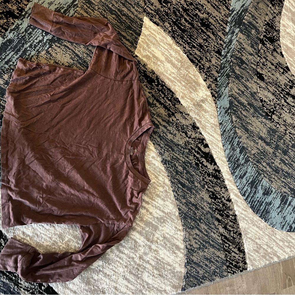 Aerie Red Long Sleeve Relaxed Blouse